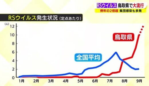 RSウイルス鳥取県で大流行続く　保育所集団感染は少なくとも３８件