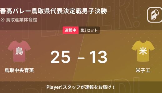 【速報中】鳥取中央育英vs米子工は、鳥取中央育英が第2セットを取る