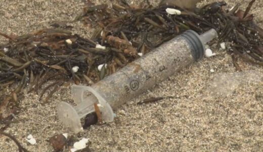 海岸に大量の注射器が漂着…ロシア語の印刷も　島根県が5000本以上を回収