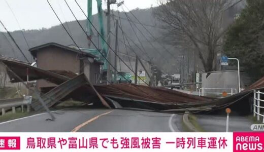 鳥取県で3月の観測史上1位の暴風 鉄道脇の電柱が傾き一時運休に けが人なし