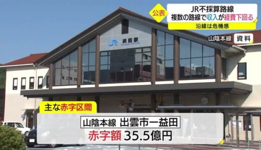 山陰本線の一部や木次線などが該当　ＪＲ西日本不採算路線公表（島根、鳥取)