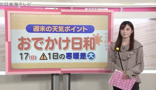 週末はお出かけ日和　寒暖差には注意が必要　山陰地方【福山気象予報士の天気解説】