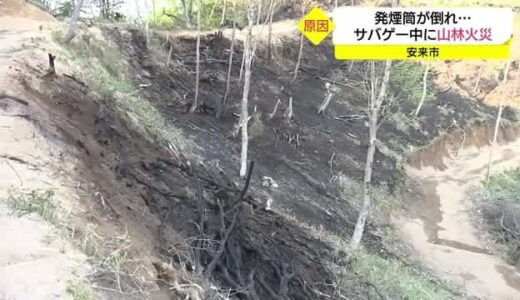 サバゲーの演出で使った発煙筒から引火　安来市で山林火災　約５時間後に鎮火（島根県）