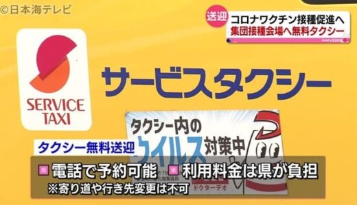 ワクチン接種会場までタクシーの無料送迎　鳥取県