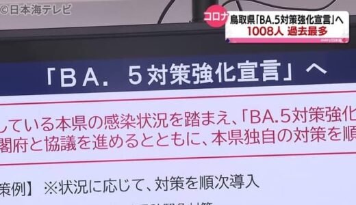 鳥取県「ＢＡ５対策強化宣言」発令の方針　県独自の対策も導入