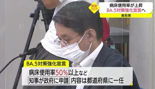 ４ケタ過去最多の鳥取県　政府が新設「ＢＡ．５対策強化宣言」を近く出すと決める（鳥取県）