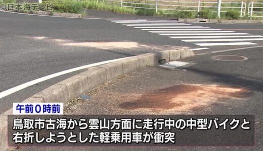 軽自動車と中型バイクが衝突　男性が死亡　鳥取県鳥取市