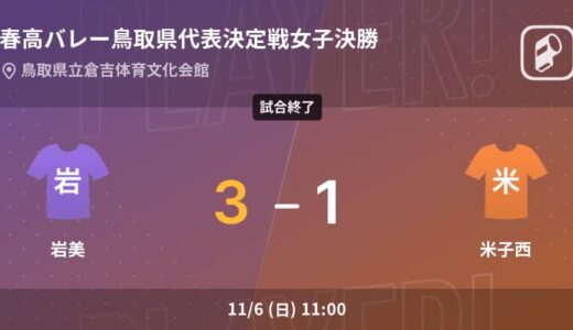 【春高バレー鳥取県代表決定戦男子決勝】岩美が米子西を破る