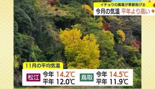 【天気】今週は晴れ間あり　最低気温、最高気温とも１１月らしくなりそう（島根県・鳥取県）