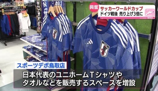 Ｗ杯効果…関連グッズの売上が３倍にアップ　鳥取県鳥取市のスポーツショップ