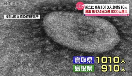 新型コロナ：鳥取１０１０人　島根９１０人　（１２月７日山陰詳細情報）