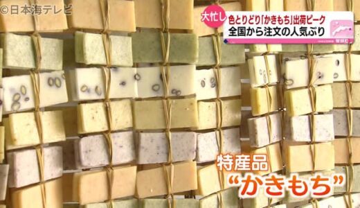 全国から注文が入る人気の『かきもち』作りがピーク　黒豆やゆずなどを入れた５種類　鳥取県智頭町