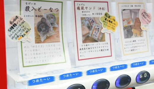 国宝・投入堂の山の麓になぜ？　ユルいネーミングのスイーツが登場、自販機でドーナツ、カステラを販売