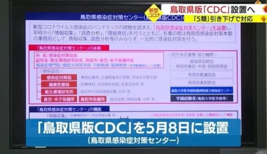 「鳥取県版ＣＤＣ」新型コロナ５類引き下げに合わせて県独自の感染症対策センターを設置