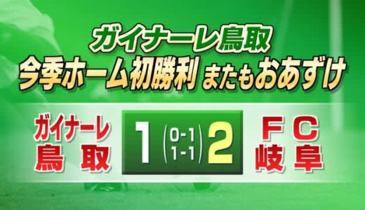 ガイナーレ鳥取　ホーム戦またも勝利飾れず　ＦＣ岐阜相手に１－２で敗戦　鳥取県