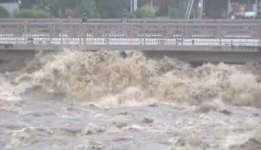【台風7号】線状降水帯発生の岡山　鏡野町の奥津温泉から中継　吉井川が増水し濁流に【岡山】　