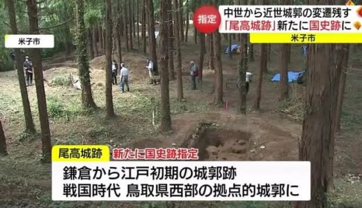 鳥取県内では５件目　尾高城跡が国の史跡に指定される（鳥取・米子市）
