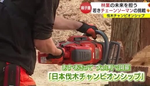 智頭の親子が切磋琢磨　「チェーンソー」の腕利き集結「全国伐木チャンピオンシップ」へ（鳥取）