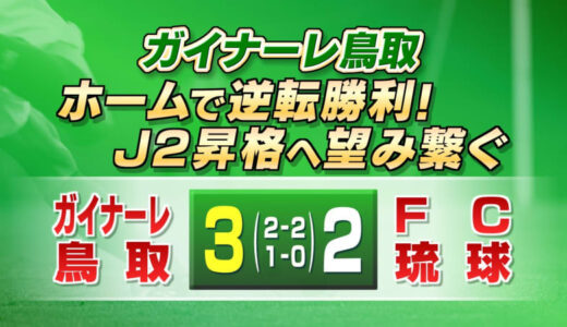 負けられない一戦で劇的逆転勝利　J3・ガイナーレ鳥取　琉球相手に3-2　鳥取県鳥取市