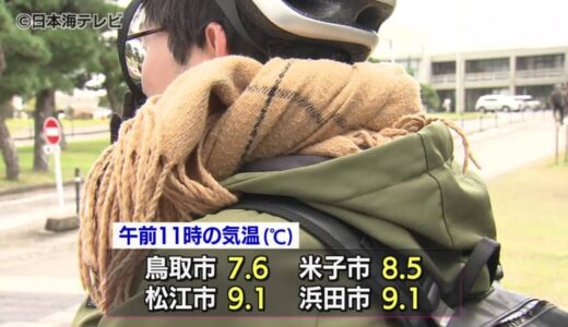 上空に寒気が入り込んだ影響　各地で防寒着に身を包む人　島根県・鳥取県