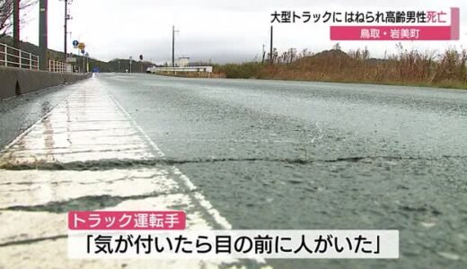 国道１８７号線 大型トラックにはねられ高齢男性が死亡（鳥取・岩美町）