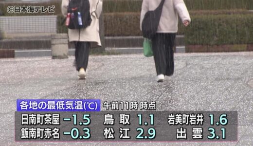 気温が下がった山陰地方　16日午後は天気が回復する予報もにわか雪の可能性　鳥取県・島根県