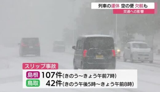 【最強寒波】列車・終日運転とりやめ　空の便・欠航も（島根県・鳥取県）　