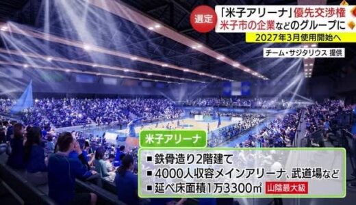 「米子アリーナ」整備　地元企業グループに「優先交渉権」４０００人収容の山陰最大級に（鳥取・米子市）