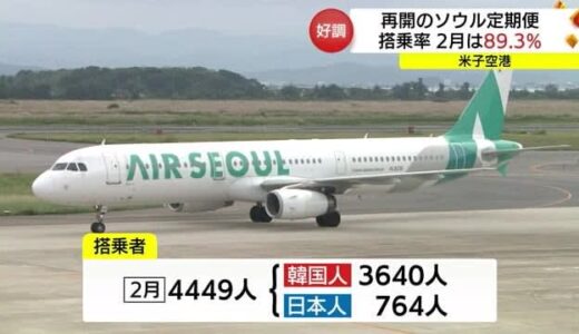 「カニと温泉」目当てにインバウンド好調　米子ーソウル便２月の搭乗率は８９．３％（鳥取）
