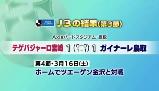 サッカーJ3　テゲバジャーロ宮崎　第３節の結果