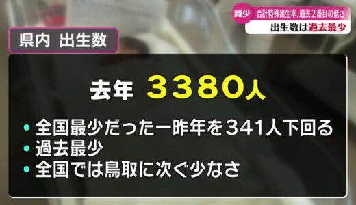 過去2番目の低さ 2023年の高知県内の合計特殊出生率が1.30に【高知】