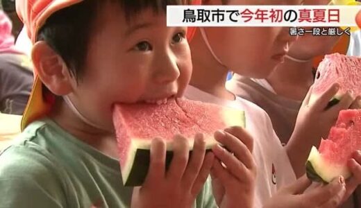 梅雨入り前に“夏本番”のような暑さ…鳥取市は今季初の真夏日 特産スイカと名物ソフトで涼を感じて