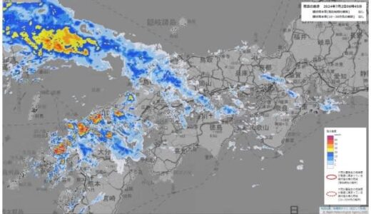 梅雨前線が北上し2日も大雨に警戒　3日朝までの24時間予想降水量は島根100ミリ鳥取80ミリ