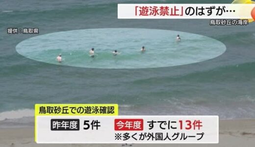 「遊泳できないのに…」鳥取砂丘で後を絶たない禁止行為「知らなかった」防止へドローン作戦