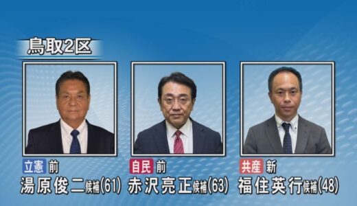 衆院選公示　第一声　鳥取２区は自民・立憲・共産の三つ巴の選挙戦へ　前職2人に新人が挑む