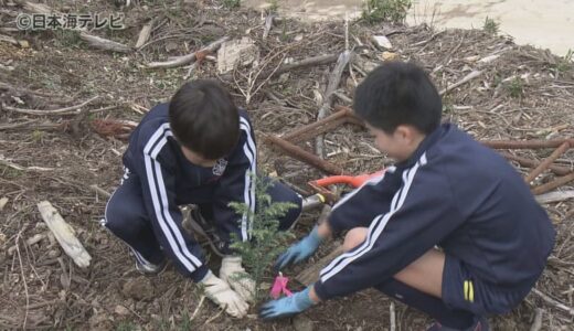 小学生がスギの植林体験　小学校での出前授業で子どもたちに森林の役割を伝える　鳥取県鳥取市