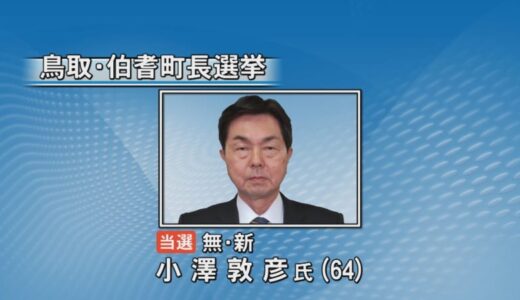 ２００５年以来２０年ぶりの選挙戦　鳥取県伯耆町長選挙　新人・小澤氏が現職との一騎打ち制す　投票率は前回より２１ポイント減少、過去最低