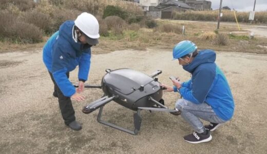 運搬距離２０キロ超えるドローン飛行実験　災害時に孤立集落に食料や日用品を