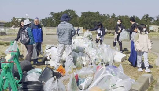 5月中旬並みの陽気の中、5周年「白砂青松」弓ヶ浜サイクリングコースで清掃活動