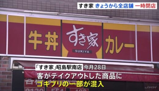「もっと早く対応しても…」 ゴキブリの一部が混入していた「すき家」 きょうから全店舗を順次一時閉店
