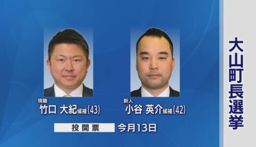 鳥取県大山町の町長選挙が告示　現職と新人の2人が立候補の届け出　一騎打ちとなる選挙戦は8年ぶり