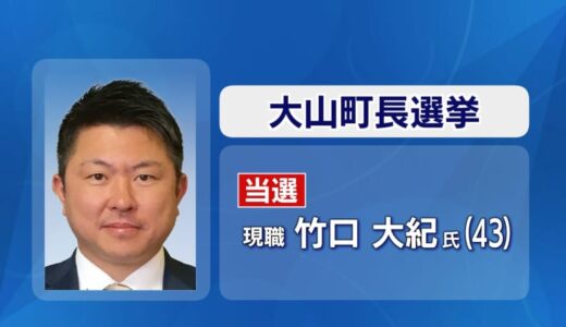 速報）大山町長選　現職の竹口氏が３選